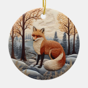 Décoration En Céramique Animaux Chirstmas Fox 3D