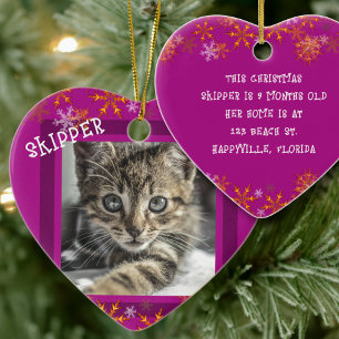 Décoration En Céramique Animaux de conservation Photo Coeur Noël