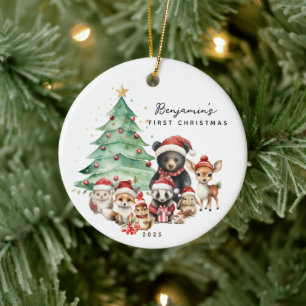 Décoration En Céramique Animaux de la forêt - Le premier Noël de bébé