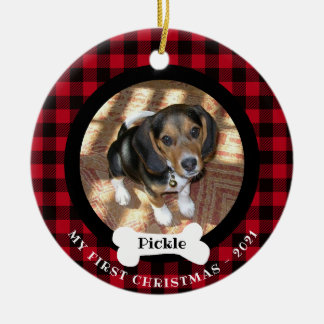 Décoration En Céramique Animaux de première Noël Buffalo Plaid 2 photo 2 f