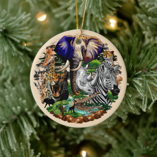 Décoration En Céramique Animaux sauvages de la Savane africaine