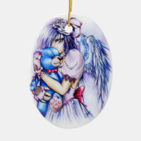 Anime Gothique Fille Ange Rose Avec Teddy
