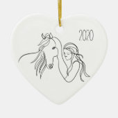Décoration En Céramique Année Cheval Et Fille (Devant)