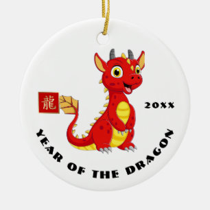 Décoration En Céramique Année chinoise du dragon   Cadeau de l'année perso