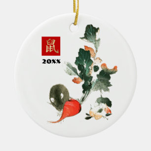Décoration En Céramique Année chinoise du rat  Cadeau de l'année personn