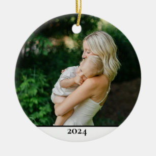 Décoration En Céramique Année de la photo mère et enfant Noël