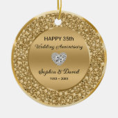 Décoration En Céramique Anniversaire du Mariage Gold Diamonds (Devant)