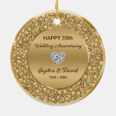 Décoration En Céramique Anniversaire du Mariage Gold Diamonds (Dos)