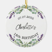 Décoration En Céramique Anniversaire lavande violet fleurs nom (Devant)