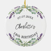 Décoration En Céramique Anniversaire lavande violet fleurs nom (Dos)