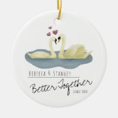 Décoration En Céramique Anniversaire Mariage élégant du cygne blanc (Devant)