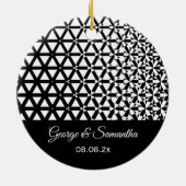 Décoration En Céramique Anniversaire mariage noir blanc géométrique (Dos)