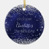 Décoration En Céramique Anniversaire marine bleu argent parties scintillan (Devant)