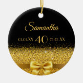 Décoration En Céramique Anniversaire noir or élégant monogramme (Devant)