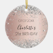 Décoration En Céramique Anniversaire rose or blush argent parties scintill (Devant)