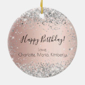 Décoration En Céramique Anniversaire rose or blush argent parties scintill (Dos)
