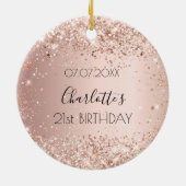 Décoration En Céramique Anniversaire rose or blush nom (Dos)