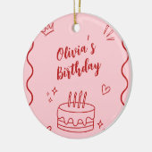 Décoration En Céramique Anniversaire rouge et rose (Gauche)