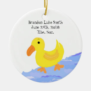Décoration En Céramique Annonce de naissance de canard jaune