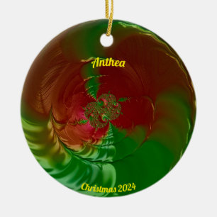 Décoration En Céramique ANTHEA ~ Glossy Rouge et Vert Noël 2024