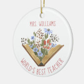 Décoration En Céramique Appréciation de l'enseignant Fleurs du livre Nom (Gauche)