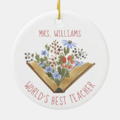 Décoration En Céramique Appréciation de l'enseignant Fleurs du livre Nom (Dos)