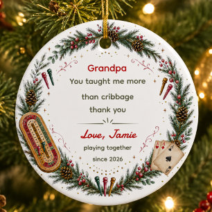 Décoration En Céramique Appreciation de Noël pour grand-père Cribbage pers
