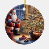Décoration En Céramique Après le travail - Père Noël et son renne (Devant)