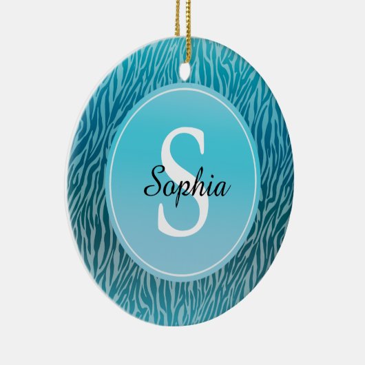 Décoration En Céramique Aqua Ombre Zebra Imprimer Monogramme (Droite)