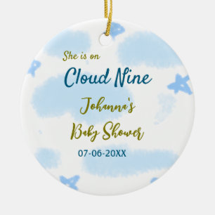 Décoration En Céramique Aqua or gold elle est sur un nuage neuf baby showe