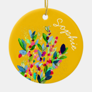 Décoration En Céramique Aquarelle Abstraite colorée fleurie