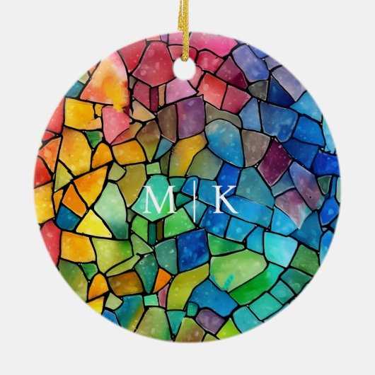 Décoration En Céramique Aquarelle Arc-en-ciel en verre (Dos)