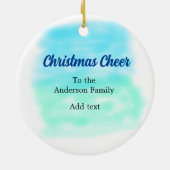 Décoration En Céramique Aquarelle bleu vert Noël vacances ajouter famille (Dos)