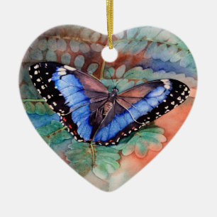Décoration En Céramique Aquarelle bleue de Morpho