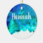 Décoration En Céramique Aquarelle bleue Design océanique abstrait (Gauche)