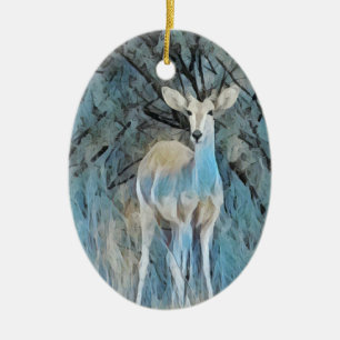 Décoration En Céramique Aquarelle bleue russe d'une gazelle d'Afrique