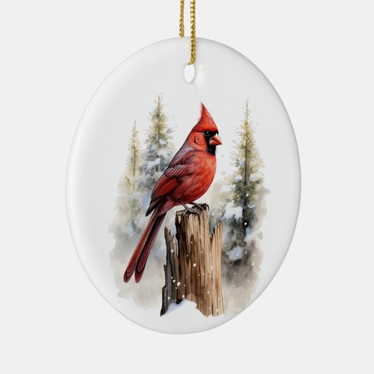 Décoration En Céramique Aquarelle Cardinal Red Bird Customisée Noël (Droite)