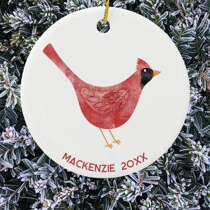 Décoration En Céramique Aquarelle cardinale Festive Oiseau Année personnal