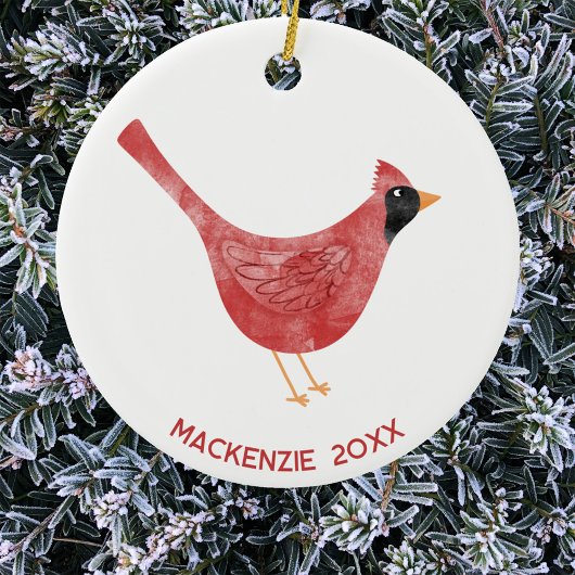 Décoration En Céramique Aquarelle cardinale Festive Oiseau Année personnal