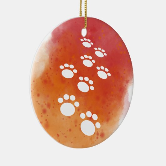 Décoration En Céramique Aquarelle Chien Paw Traces (Droite)