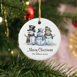 Décoration En Céramique Aquarelle classique de Noël Joyeux Snowman<br><div class="desc">Élevez votre fête de Noël avec notre ornement en céramique festive, orné d'une joyeuse famille de bonhomme de neige et le message de coeur de 'Joyeux Noël'. Cet ornement est pensé pour ajouter une touche de charme festif à votre décor de vacances, ce qui en fait le parfait compagnon de...</div>
