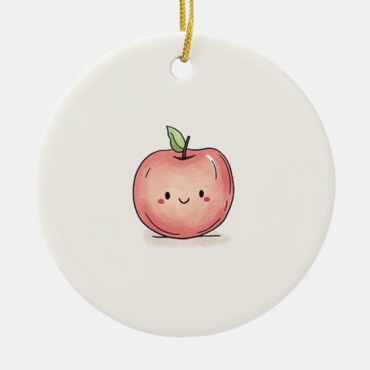 Décoration En Céramique Aquarelle Cute Chibi Apple (Devant)