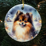 Décoration En Céramique Aquarelle de chien de Poméranie de couleur Tri Noë<br><div class="desc">Élevez votre décor de vacances avec notre Ornement en céramique de Noël en Aquarelle de Chien Poméranie de couleur Tri. Cet ornement unique met en valeur le charme distinctif d'un Poméranien tri-coloré dans un design d'aquarelle délicieux,  en faisant un complément parfait à vos célébrations festives.</div>