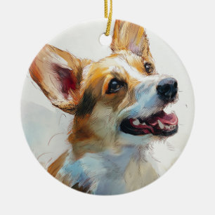 Décoration En Céramique aquarelle de corgi pembroke gallois