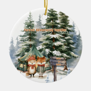 Décoration En Céramique Aquarelle de la montagne de Noël Couple nouveau