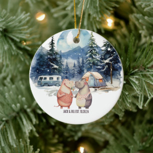 Décoration En Céramique Aquarelle de la montagne de Noël Couple nouveau
