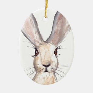Décoration En Céramique Aquarelle de lièvre mignon lapin animal sauvage