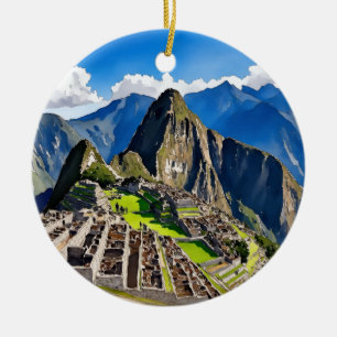 Décoration En Céramique Aquarelle de Machu Picchu Pérou