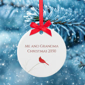 Décoration En Céramique Aquarelle d'hiver simple photo Oiseau cardinal rou