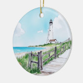 Décoration En Céramique Aquarelle du phare du Cap Cod Massachusetts (Gauche)